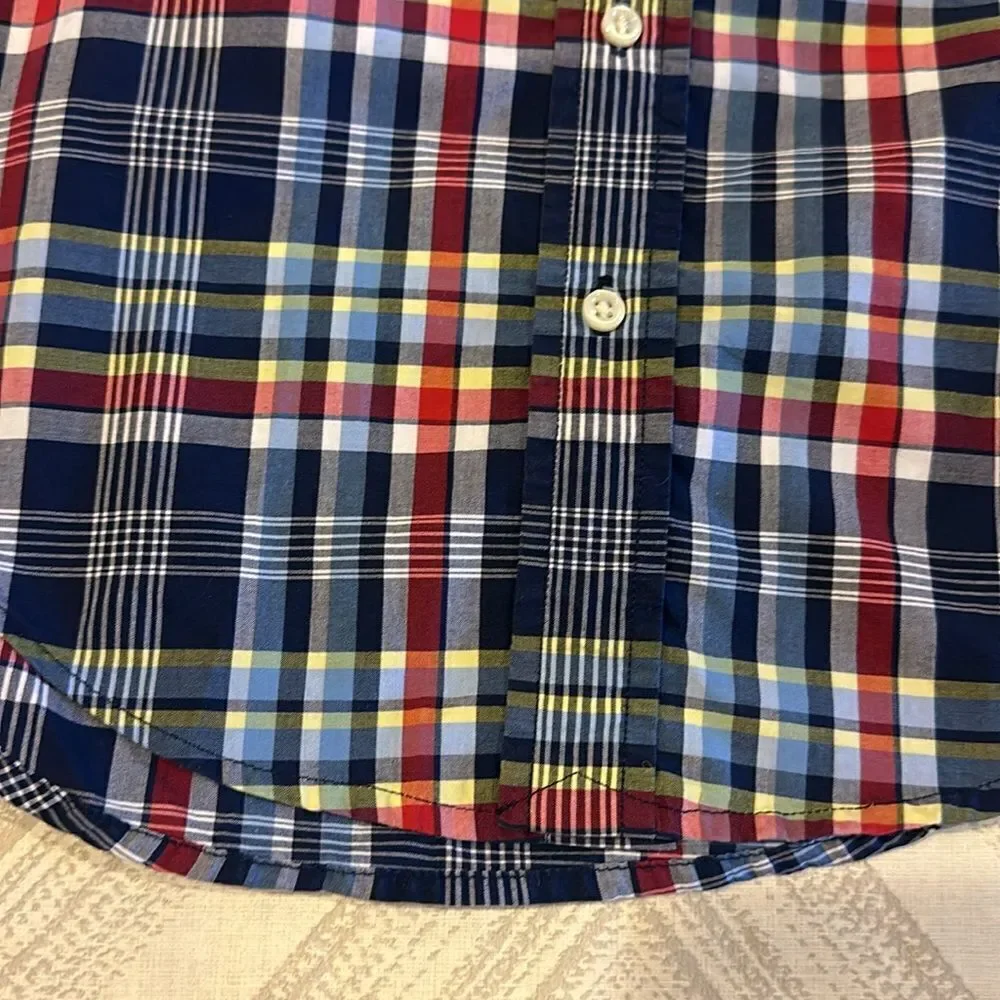 Ralph Lauren Boys Short-sleeve Blue, Red, White plaid Button Down Shirt - Size 4